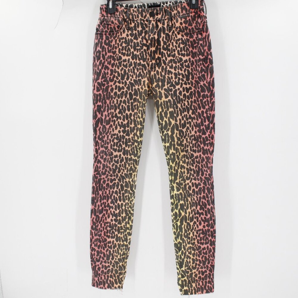 mother pants womens 25 high waisted looker fray animal print radioactive paws